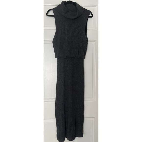 Alice Olivia Midi Dress Medium Arra Wool Cashmere Knit Gray Sleeveless Ribbed - Picture 3 of 10